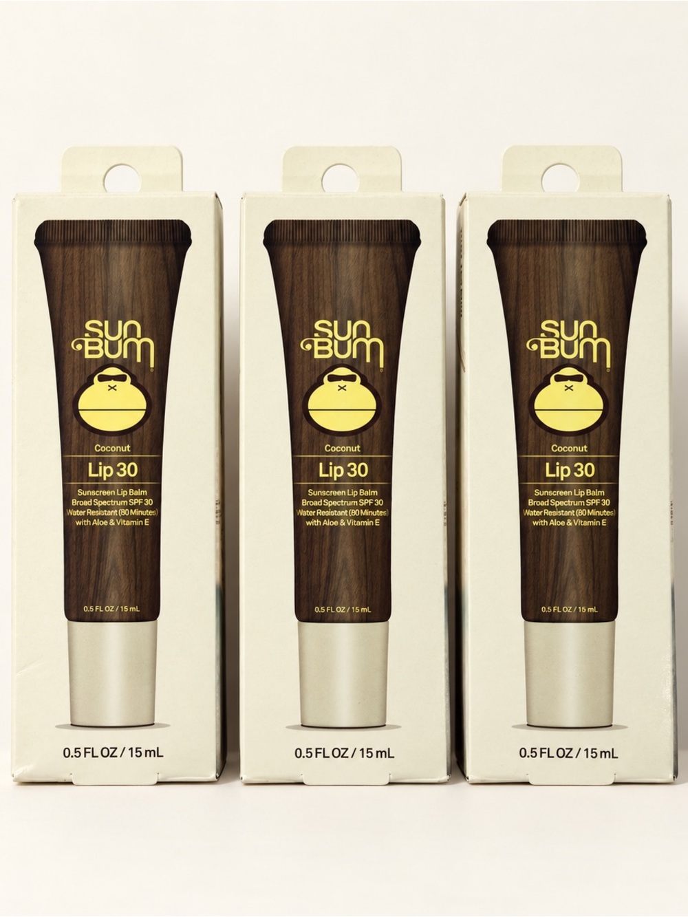 NEW • Sun Bum Lip 30 • SPF 30 Coconut Lip Balm • 3 Pack